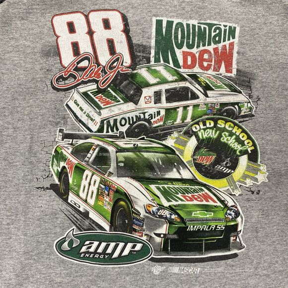 Dale Earnhardt Jr T Shirt Men Gray Nascar Racing Tee Mtn Dew Retro Size Medium - Picture 7 of 7